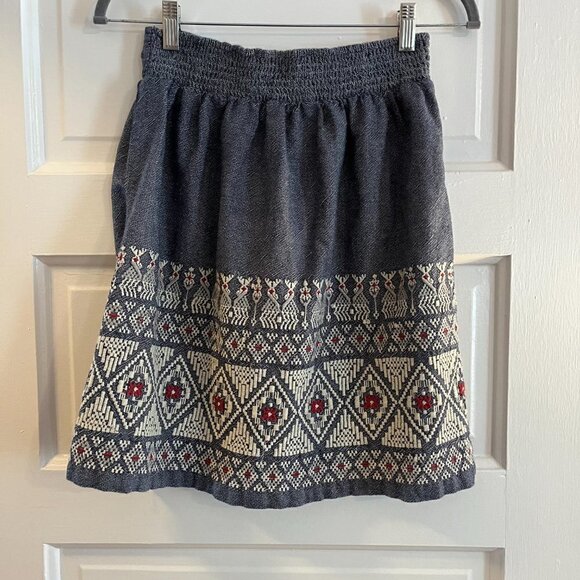 Lucky Brand embroidered a-line chambray denim skirt XS - Picture 5 of 6